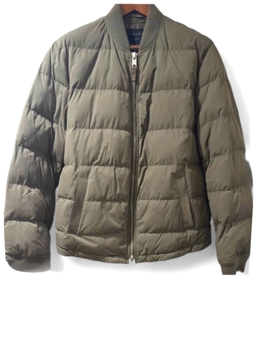 AllSaints Olive Green Puffer Bomber Jacket Size  Men’s Large